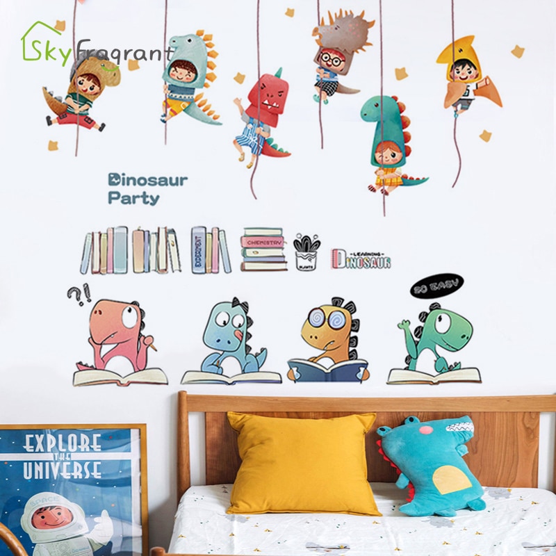 Large Wall Stickers Cute Dinosaur Combination Home