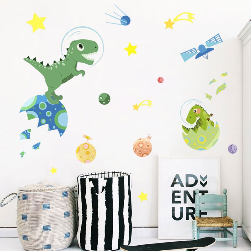 Cartoon Planet Dinosaur wall Sticker DIY Baby Kids