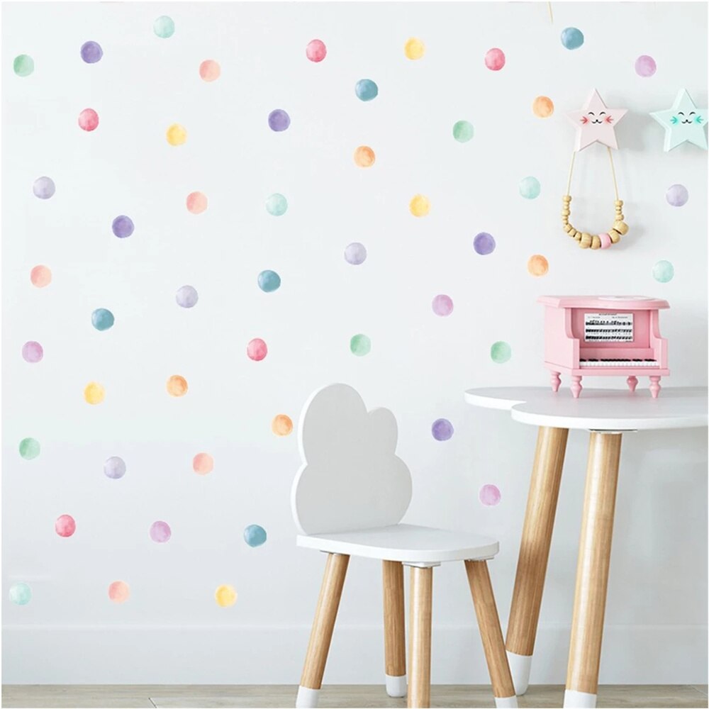 Colorful Watercolor Polka Dots Wall Stickers Circles