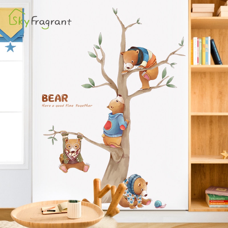 Cartoon Cute Bear Wall Stickers For Kids Rooms Baby