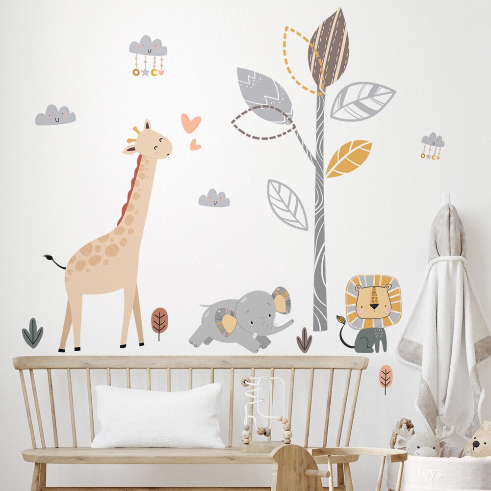 DIY Baby Elephant Lion Giraffe Wall Sticker Bedroom